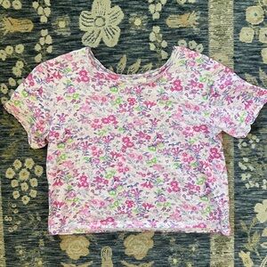 LoveShackFancy Floral Cropped T Shirt